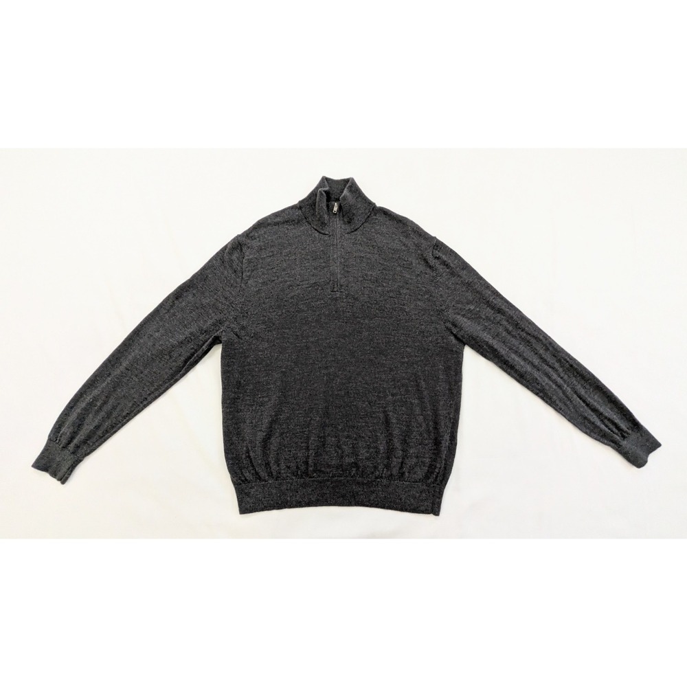 Banana Republic 100% Merino Wool Men's 1/4 Zip Gray Pullover Sweater XL *READ*